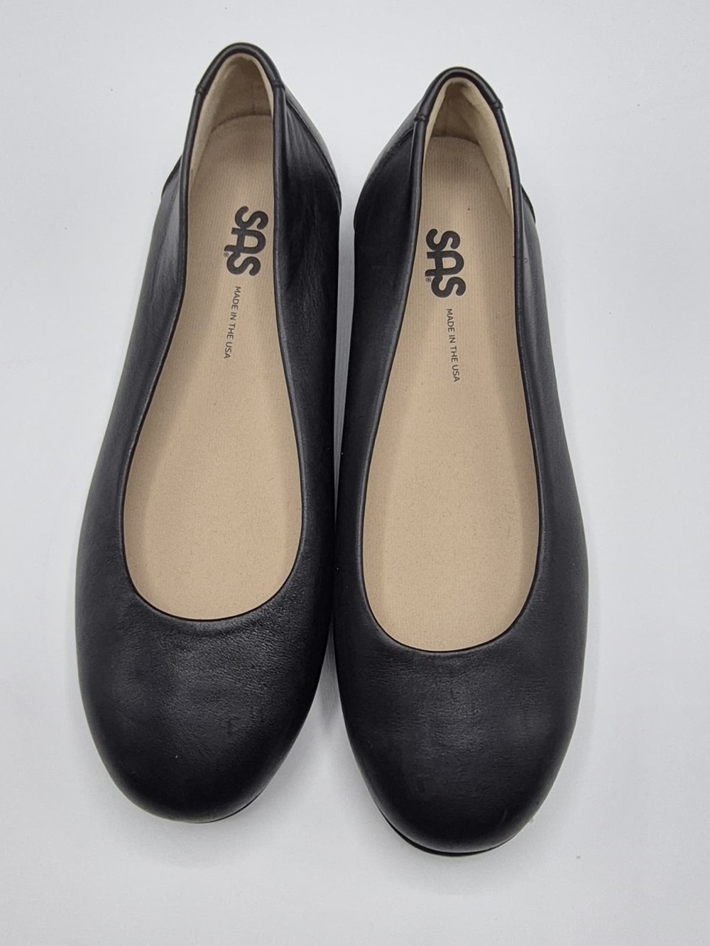 SAS Black Leather Slip-On Ballet Flats